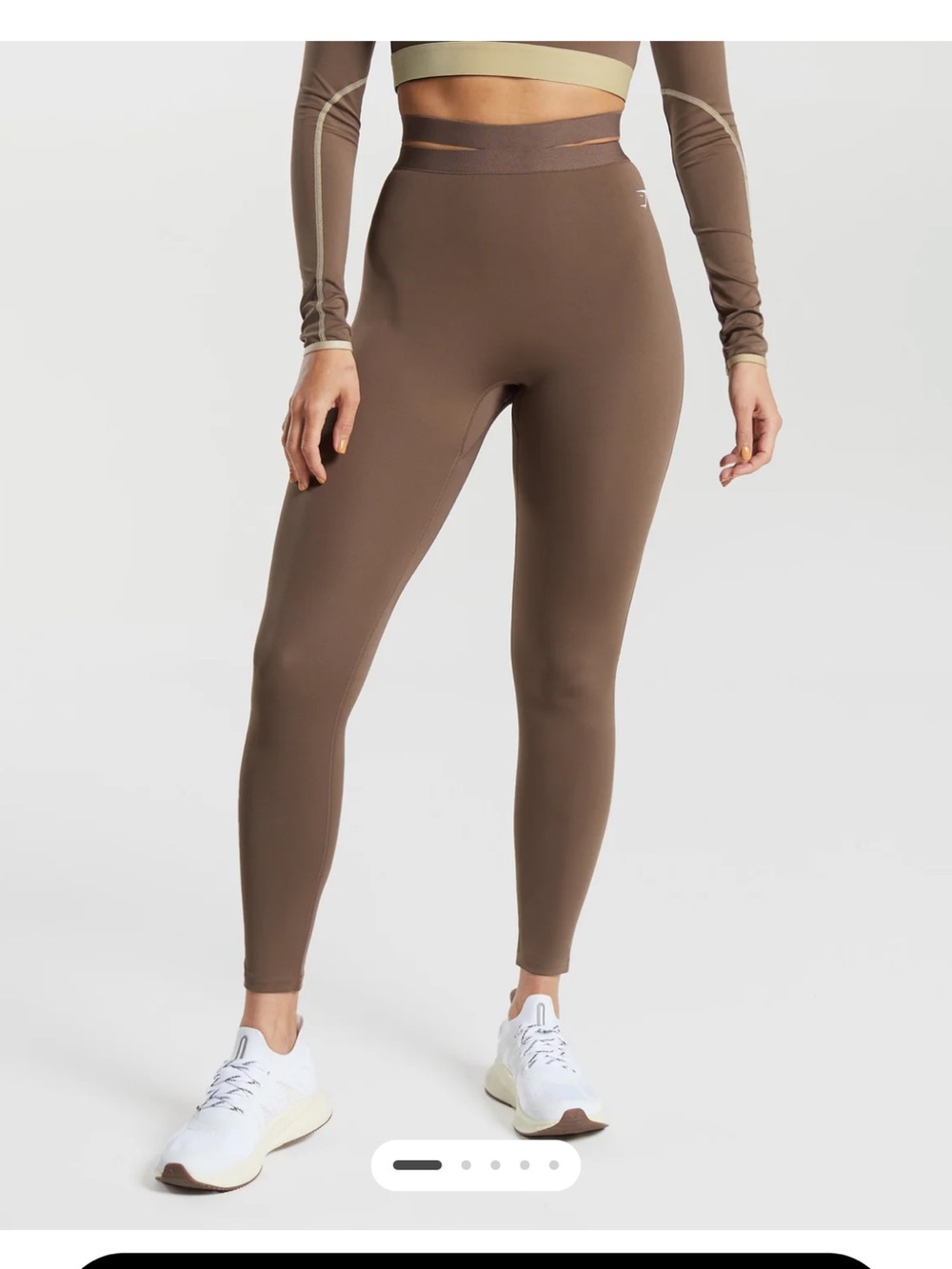 Gymshark Strappy Waistband Seamless High-Waisted Leggings in Soft Brown
